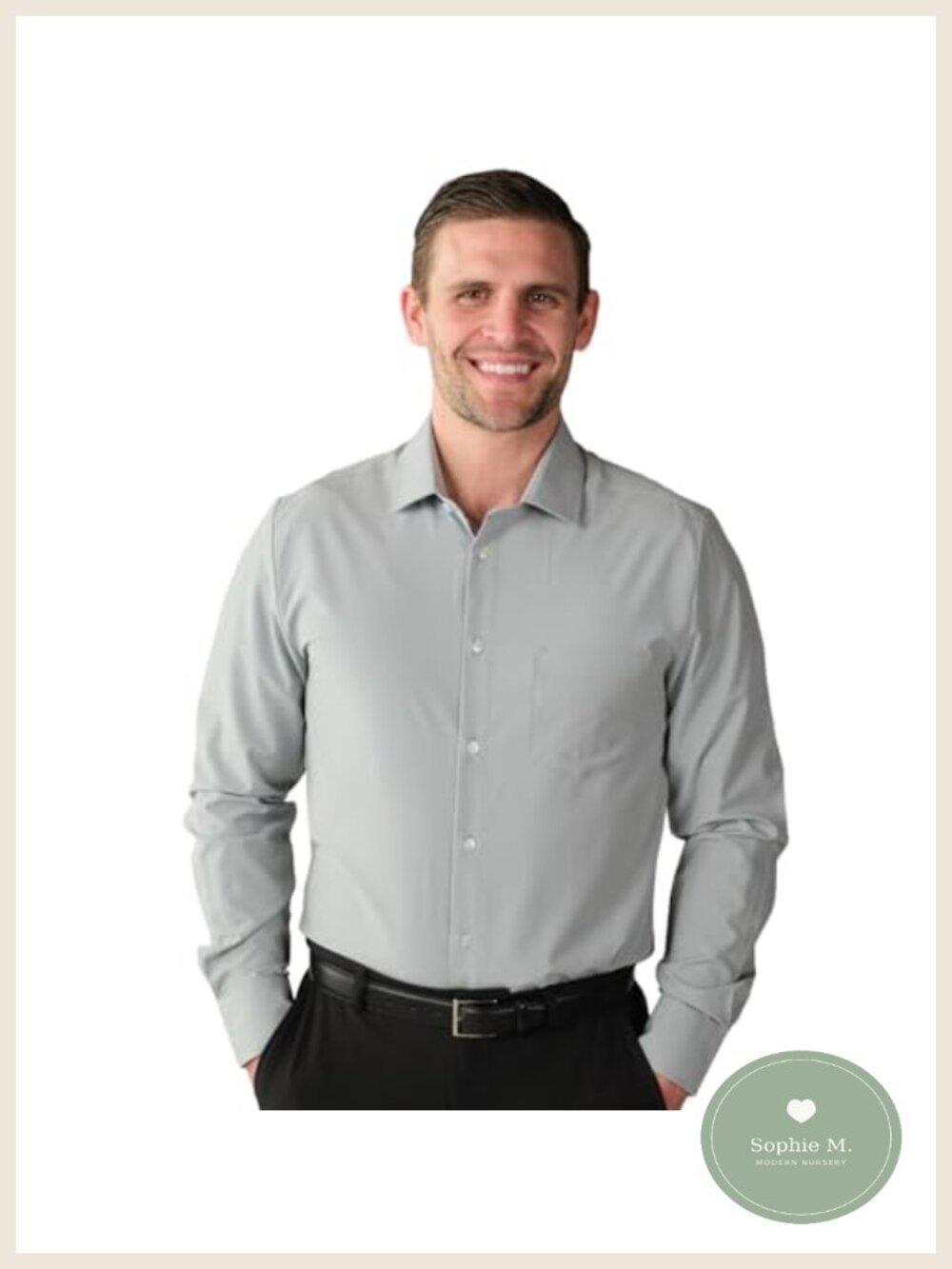 Men's Slim Fit Long Sleeve Dress Shirt with 4-Way Stretch